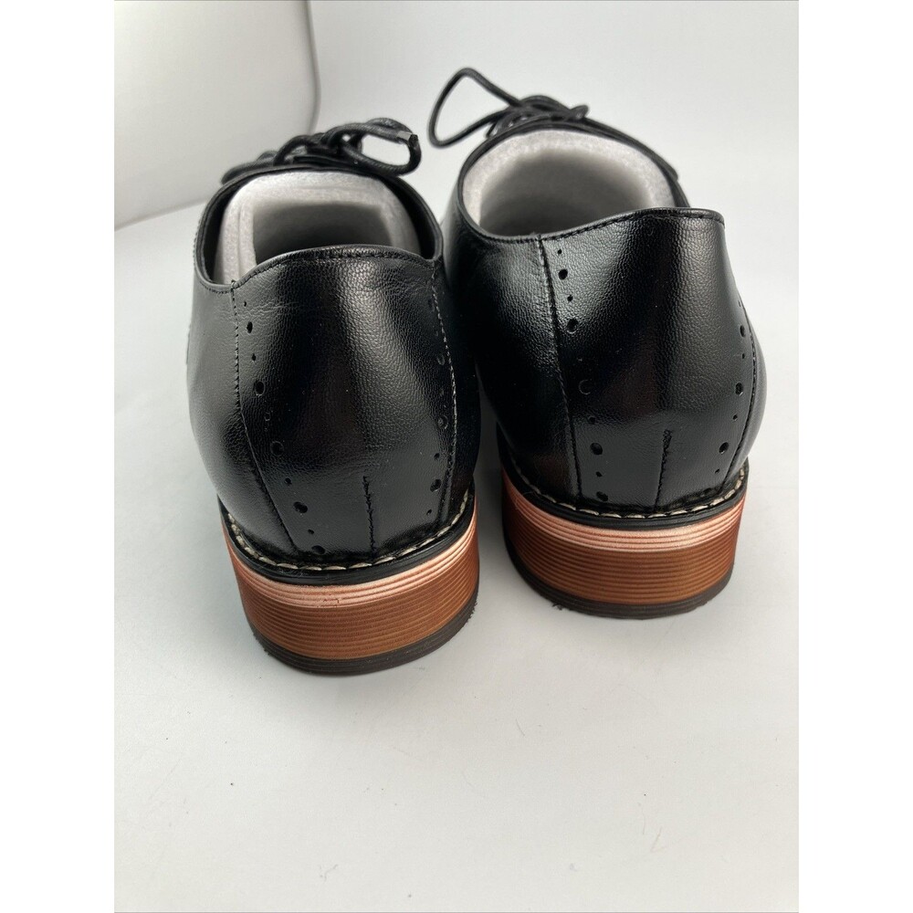 Mona Flying Womens Leather Flat Oxfords Shoes for Women Perforated Lace Size 9 - Picture 5 of 16